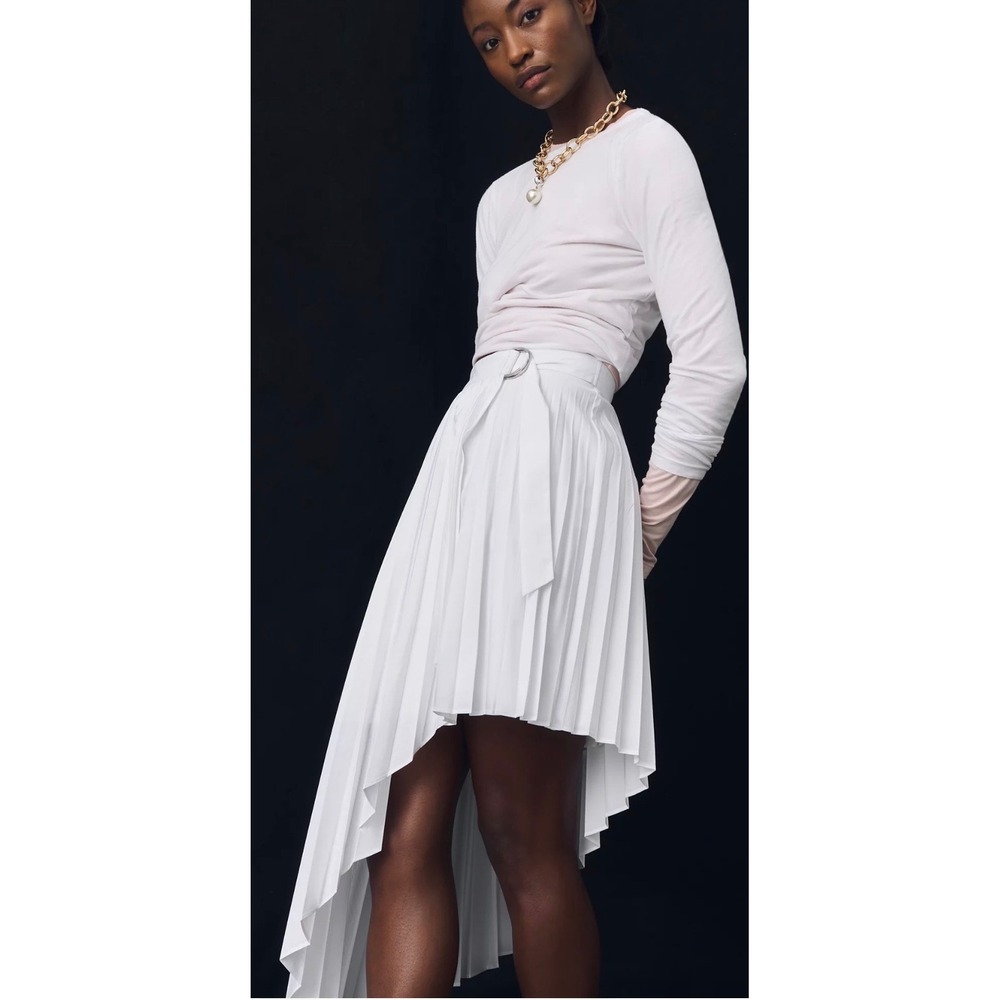 Anthropologie Maeve Pleated Asymmetrical Wrap Skirt White Size 6